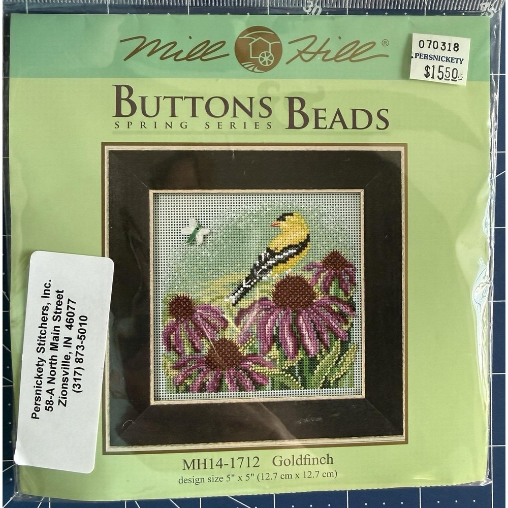 Mill Hill Buttons &‎ Beads Spring Series Kit GOLDFINCH w Ceramic Button